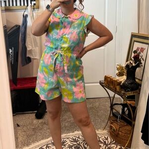 Vintage 1960s Colorful Floral Romper
